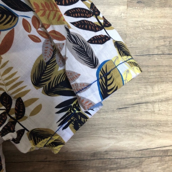 Men's Tropical Leaf Print Cotton Short Sleeve Button Up Shirt XL - Picture 4 of 10